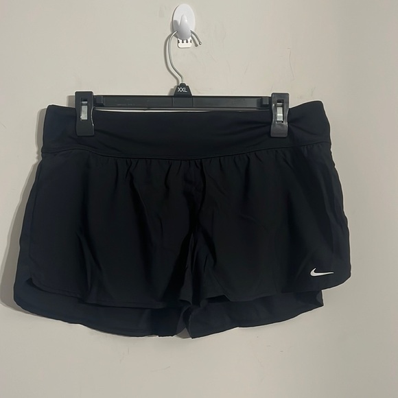 Women's Nike Dri-FIT Running‎ Black Lined Shorts  built in briefs Size Large 🟢 - Picture 1 of 7
